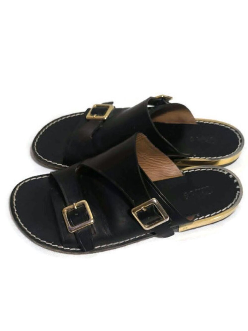 Chloé Wave Black Leather Flat Sandals 38 - Picture 4 of 15